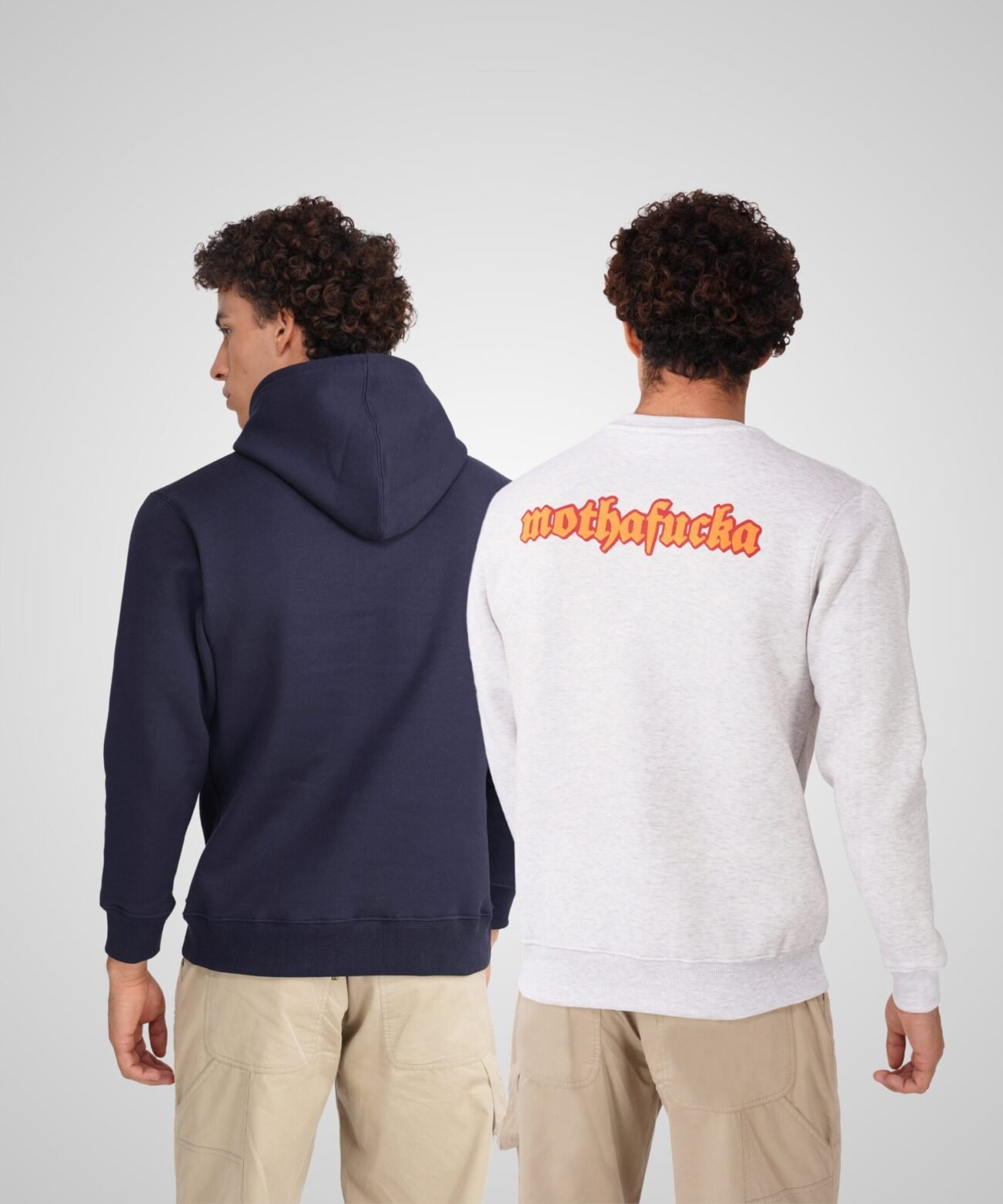 NAVY BLUE HOODIE AND WHITE SWEATSHIRT COMBO