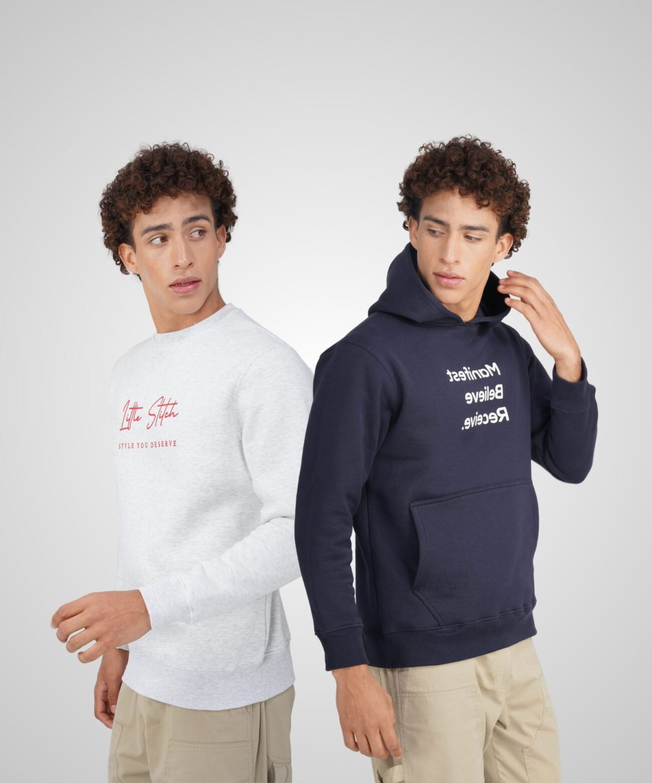 NAVY BLUE HOODIE AND WHITE SWEATSHIRT COMBO - Image 3