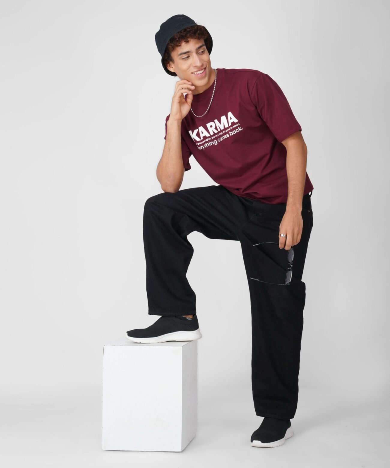 karma maroon T- Shirt Printed - Image 6