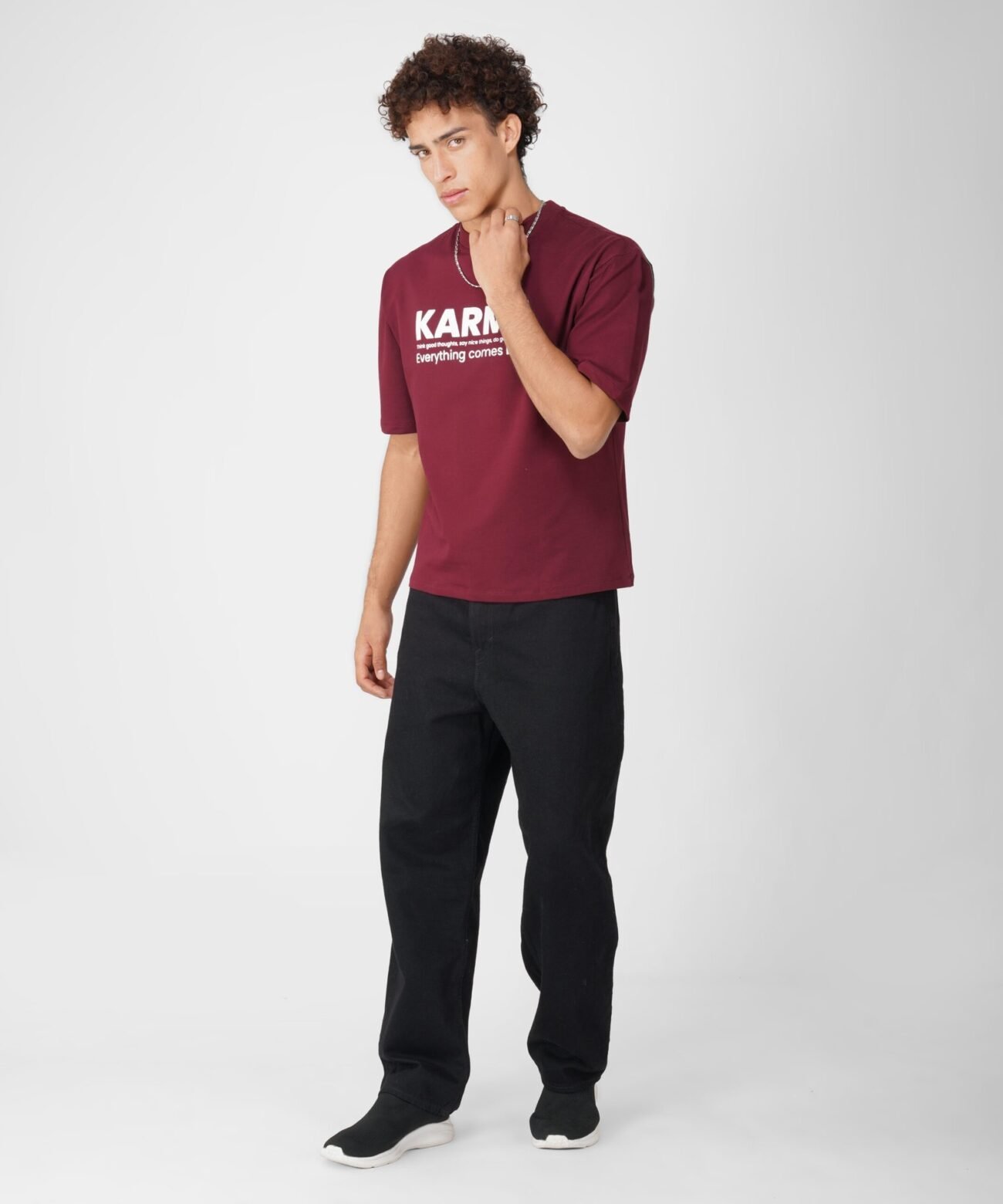 karma maroon T- Shirt Printed - Image 4