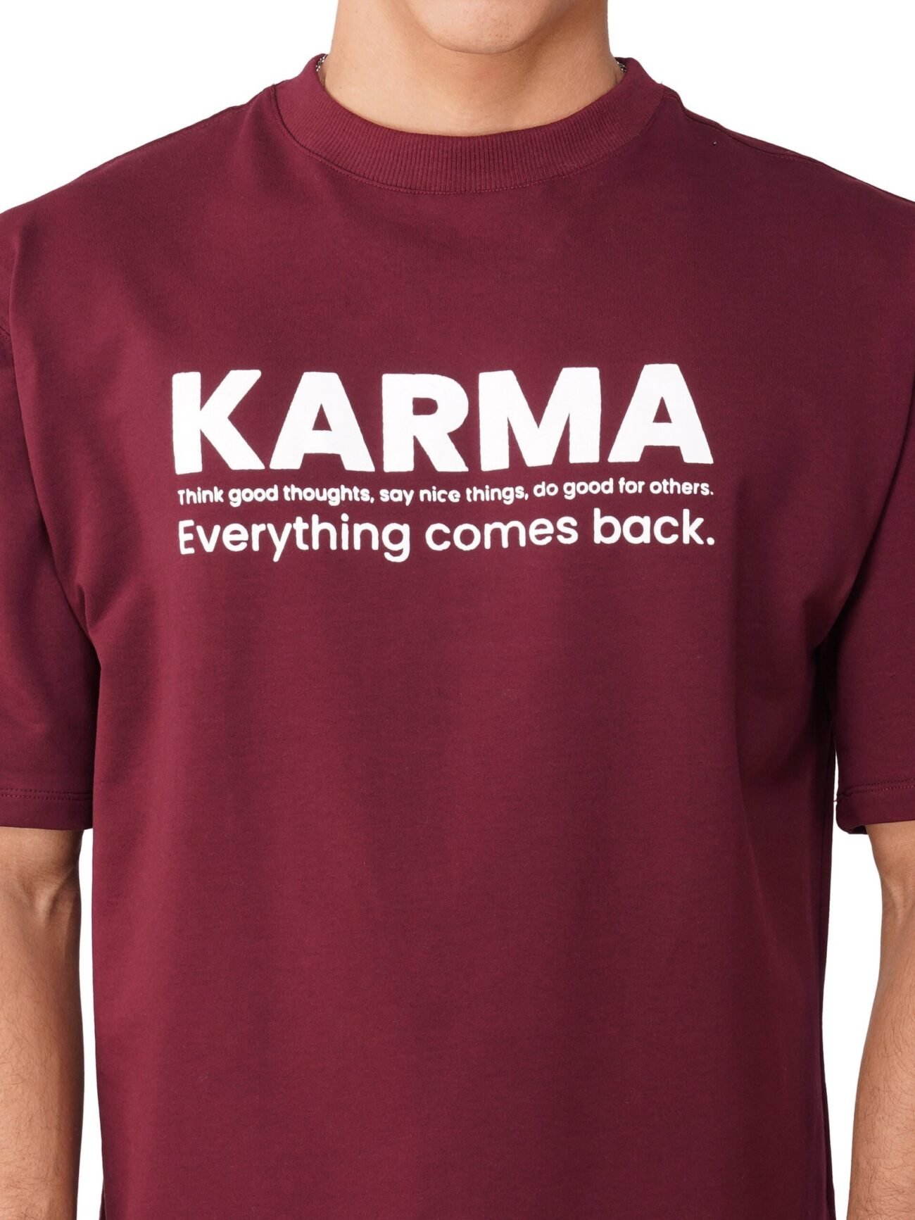 karma maroon T- Shirt Printed - Image 2