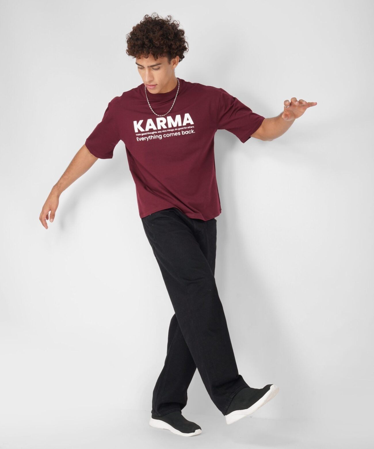 karma maroon T- Shirt Printed