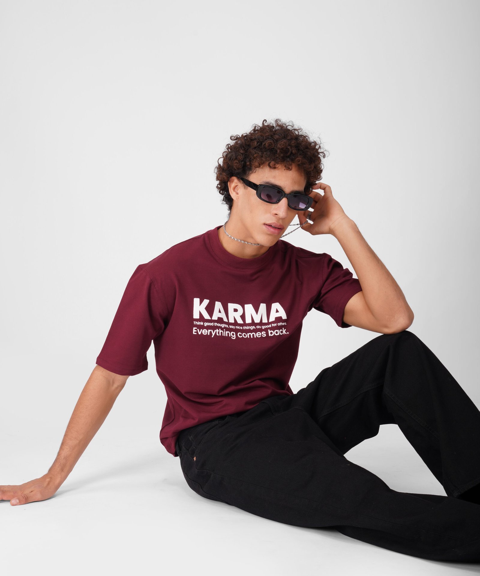 karma maroon T- Shirt Printed - Image 10