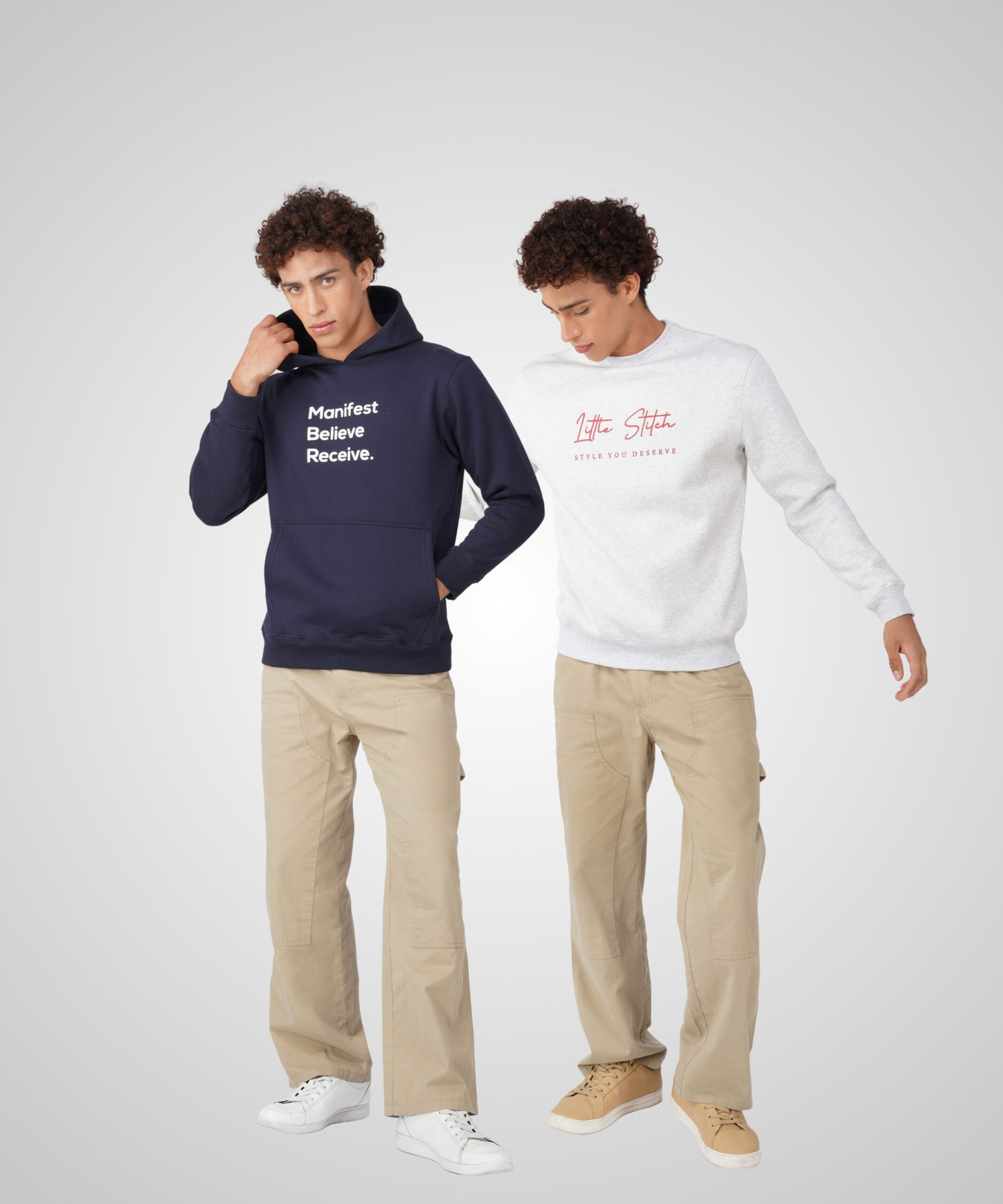 NAVY BLUE HOODIE AND WHITE SWEATSHIRT COMBO - Image 4