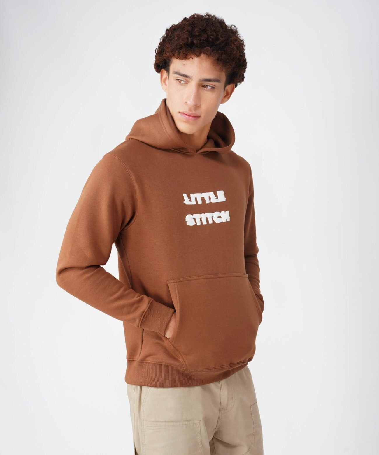 BROWN PUFF PRINTED HOODIE