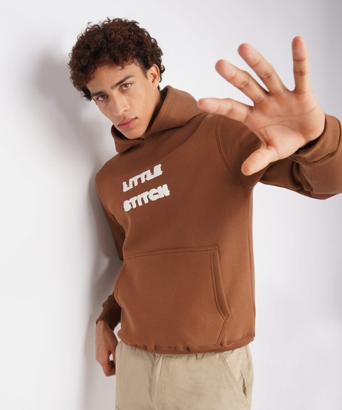 BROWN PUFF PRINTED HOODIE - Image 3