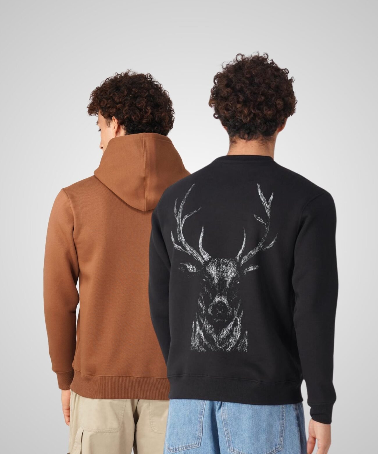 BROWN HOODIE & BLACK SWEATSHIRT COMBO