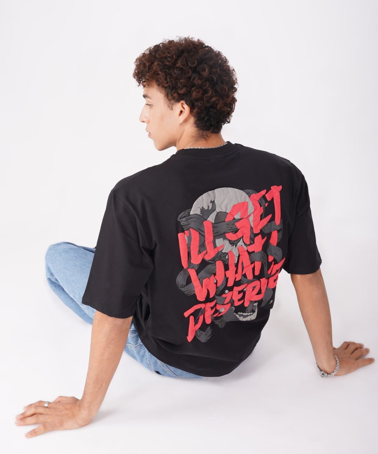 BLACK PUFF PRINTED T-SHIRT : I'LL GET WHAT I DESERVE